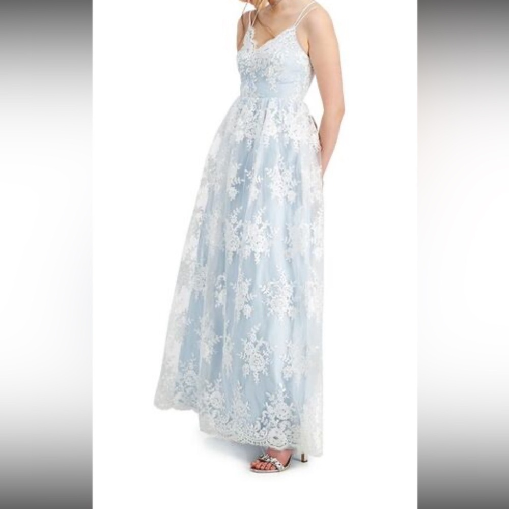 Blue and White Formal/Prom Dress
